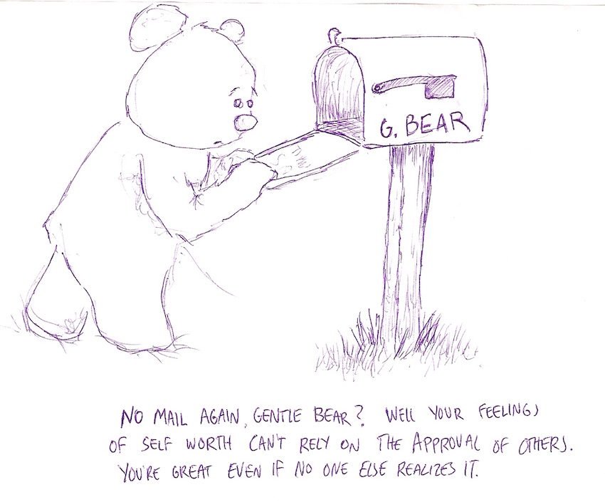 Gentle Bear checks his mail. 